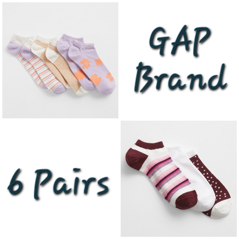 👀50% OFF👀🧦NWT‼️ GAP brand Coordinating Ankle Socks, 2 sets (6 pairs total)
